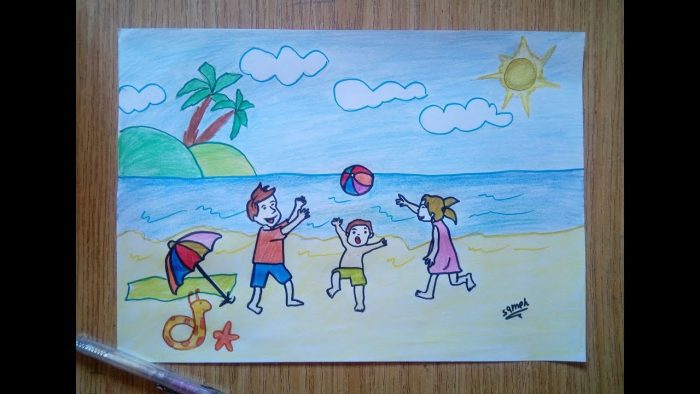 رسم شاطئ البحر للأطفال